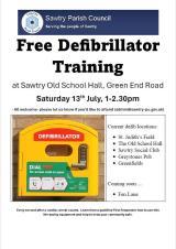 Free defibrillator training- 13th July